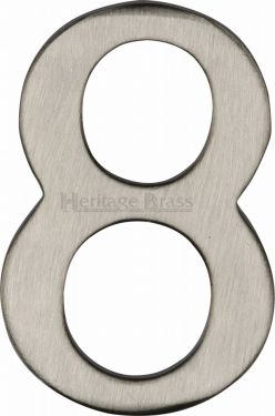 Click Here To Enlarge This Photo Of C1568 8-SN Heritage Brass Numeral 8 Self Adhesive 51mm &lpar;2"&rpar; Satin Nickel Finish