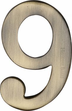 Click Here To Enlarge This Photo Of C1568 9-AT Heritage Brass Numeral 9 Self Adhesive 51mm &lpar;2"&rpar; Antique Brass Finish