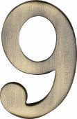 C1568 9-AT Heritage Brass Numeral 9 Self Adhesive 51mm &lpar;2"&rpar; Antique Brass Finish