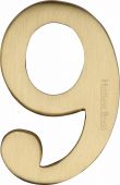 C1568 9-SB Heritage Brass Numeral 9 Self Adhesive 51mm &lpar;2"&rpar; Satin Brass Finish