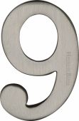 C1568 9-SN Heritage Brass Numeral 9 Self Adhesive 51mm &lpar;2"&rpar; Satin Nickel Finish