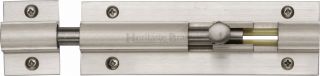 C1582 4-SN Heritage Brass Door Bolt Straight 4" x 1 &frac14;" Satin Nickel Finish