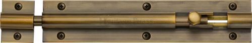 Click Here To Enlarge This Photo Of C1582 6-AT Heritage Brass Door Bolt Straight 6" x 1 &frac14;" Antique Brass Finish