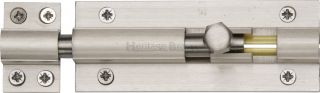 C1584 4-SN Heritage Brass Door Bolt Straight 4" x 1 &half;"" Satin Nickel Finish