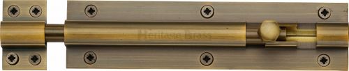 Click Here To Enlarge This Photo Of C1584 6-AT Heritage Brass Door Bolt Straight 6" x 1 &half;"" Antique Brass Finish