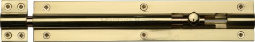 Click Here To Enlarge This Photo Of C1584 8-PB Heritage Brass Door Bolt Straight 8" x 1 &half;"" Polished Brass Finish