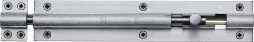 Click Here To Enlarge This Photo Of C1584 8-SC Heritage Brass Door Bolt Straight 8" x 1 &half;"" Satin Chrome Finish