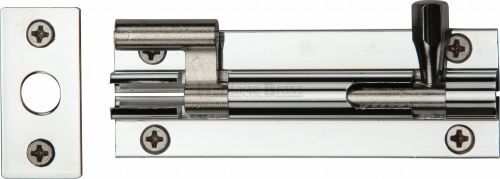 Click Here To Enlarge This Photo Of C1592 4-PC Heritage Brass Door Bolt Necked 4" x 1 &frac14;" Polished Chrome Finish