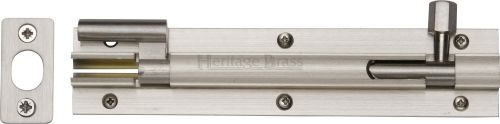 Click Here To Enlarge This Photo Of C1592 6-SN Heritage Brass Door Bolt Necked 6" x 1 &frac14;" Satin Nickel Finish