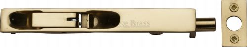 Click Here To Enlarge This Photo Of C1680 6-PB Heritage Brass Lever Action Flush Bolt 6" x &period;&frac34;" Polished Brass Finish