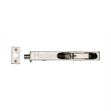 Click Here To Enlarge This Photo Of C1680 8-PNF Heritage Brass Lever Action Flush Bolt 8" x &period;&frac34;" Polished Nickel Finish