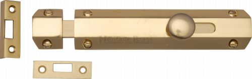 Click Here To Enlarge This Photo Of C1685 6-PB Heritage Brass Door Bolt Flat 6" Polished Brass Finish