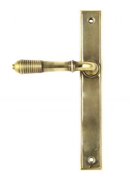 Click Here To Enlarge This Photo Of 45419 From the Anvil Aged Brass Reeded Slimline Lever Latch Set - Screw Centres 244mm