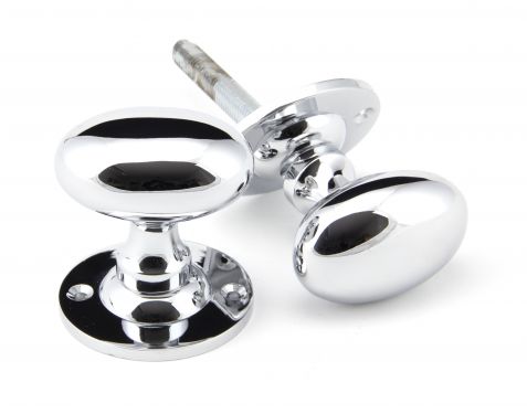 Click Here To Enlarge This Photo Of 91975 From the Anvil Polished Chrome Oval Mortice&sol;Rim Knob Set