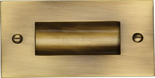 Click Here To Enlarge This Photo Of C1820 4-AT Heritage Brass Flush Pull Handle 4" Antique Brass Finish