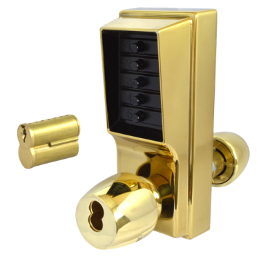 Click Here To Enlarge This Photo Of L2934 - DORMAKABA Series 1000 1041B Knob Operated Digital Lock With Key Override & Passage Set - Polished Brass