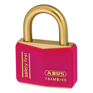 Click Here To Enlarge This Photo Of L25210 - ABUS T84MB Series Brass Open Shackle 43mm Red Padlock KD Boxed