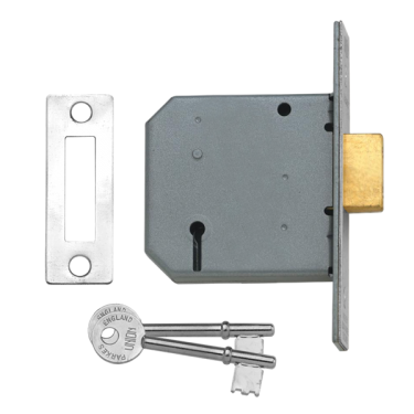 Click Here To Enlarge This Photo Of 2346 - UNION 2177 3 Lever Deadlock 75mm Satin Chrome Keyed to Differ