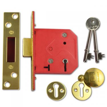 Click Here To Enlarge This Photo Of 9987 - UNION 2101 5 Lever Deadlock 75mm Polished Brass Keyed Alike