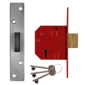 L12476 - UNION 2134E BS 5 Lever Deadlock 67mm Satin Chrome Keyed Alike