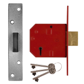 L12478 - UNION 2134E BS 5 Lever Deadlock 80mm Satin Chrome Keyed Alike