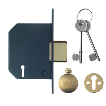 Click Here To Enlarge This Photo Of L5373 - YALE PM562 5 Lever Deadlock 64mm Polished Brass Keyed to Differ