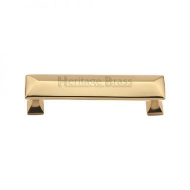 Click Here To Enlarge This Photo Of C2231 96-PB Heritage Brass Cabinet Pull Pyramid Design 96mm ctc Polished Brass Finish