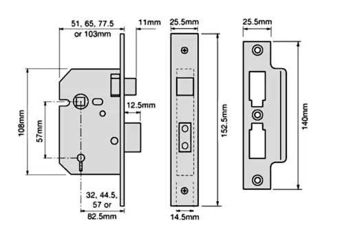 Click Here To Enlarge This Photo Of 3889 - UNION 2277 3 Lever Sashlock 75mm Satin Chrome Keyed Alike