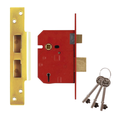 Click Here To Enlarge This Photo Of L12484 - UNION 2234E BS 5 Lever Sashlock 67mm Polished Brass Keyed Alike