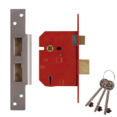 L12468 - UNION 2234E BS 5 Lever Sashlock 67mm Satin Chrome Keyed to Differ