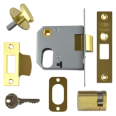 7940 - UNION 2332 Oval Nightlatch Case 76mm Polished Brass c&sol;w Oval cylinder and thumbturn