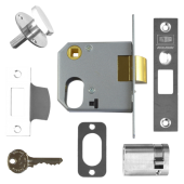 3290 - UNION 2332 Oval Nightlatch Case 76mm Satin Chrome c&sol;w Oval cylinder and thumbturn