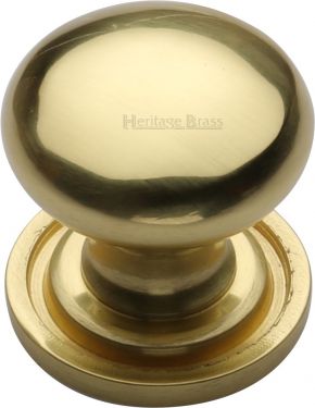 Click Here To Enlarge This Photo Of C2240 25-PB Heritage Brass Cabinet Knob Victorian Round Design with Base 25mm Polished Brass Finish