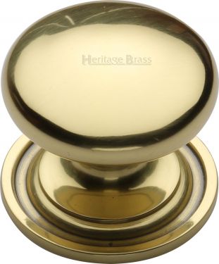 Click Here To Enlarge This Photo Of C2240 38-PB Heritage Brass Cabinet Knob Victorian Round Design with Base 38mm Polished Brass Finish