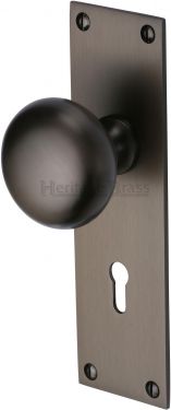 Click Here To Enlarge This Photo Of BAL8500-MB Heritage Brass Mortice Knob on Lock Plate Balmoral Design Matt Bronze Finish