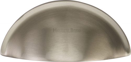Click Here To Enlarge This Photo Of C2760-SN Heritage Brass Drawer Pull Half Moon Design 57mm ctc Satin Nickel Finish