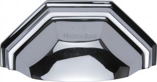 C2768-PC Heritage Brass Drawer Pull Deco Design 89mm ctc Polished Chrome Finish