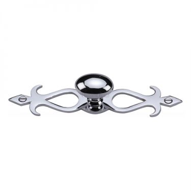 Click Here To Enlarge This Photo Of C3072 32-PC Heritage Brass Cabinet Knob Oval&sol;Backplate Design 32mm Polished Chrome Finish