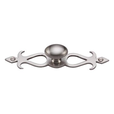 Click Here To Enlarge This Photo Of C3072 32-SN Heritage Brass Cabinet Knob Oval&sol;Backplate Design 32mm Satin Nickel Finish