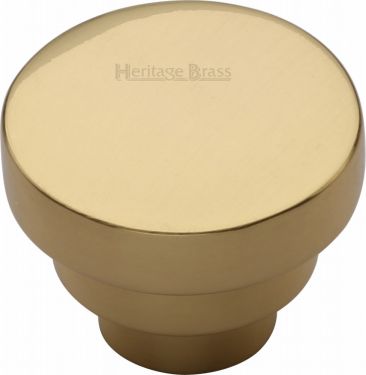 Click Here To Enlarge This Photo Of C3624 32-PB Heritage Brass Cabinet Knob Round Stepped Design 32mm Polished Brass Finish