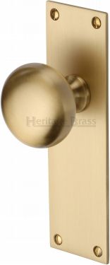 Click Here To Enlarge This Photo Of BAL8510-SB Heritage Brass Mortice Knob on Latch Plate Balmoral Design Satin Brass Finish