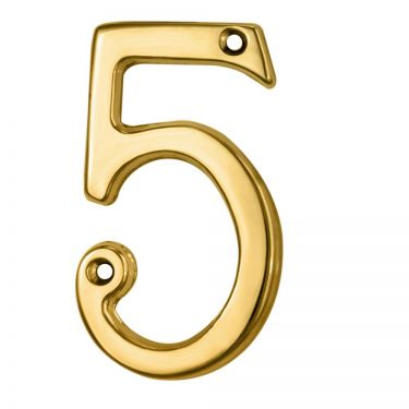 Click Here To Enlarge This Photo Of N5 - Carlisle Brass Numeral Face Fix &lpar;No&period;5&rpar; 76mm Polished Brass