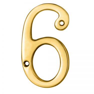 Click Here To Enlarge This Photo Of N6 - Carlisle Brass Numeral Face Fix &lpar;No 6 Or 9&rpar; 76mm Polished Brass