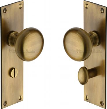Click Here To Enlarge This Photo Of BAL8530-AT Heritage Brass Mortice Knob on Bathroom Plate Balmoral Design Antique Brass Finish