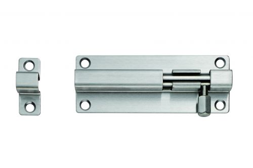 Click Here To Enlarge This Photo Of BBT1080SSS - Carlisle Brass Eurospec 80 x 38mm Straight Barrel Bolt Satin Stainless Steel