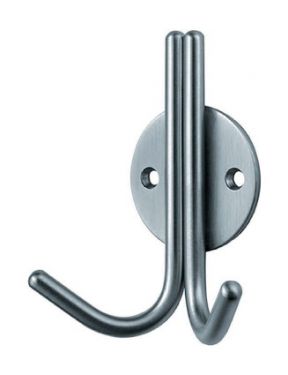 Click Here To Enlarge This Photo Of HCH1015SSS - Carlisle Brass Eurospec 10mm Double Coat Hook on 47mm Dia Rose Satin Stainless Steel