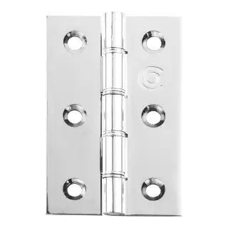 HDSSW2CP - Carlisle Brass Double Stainless Steel Washered Brass Butt Hinges 76mm x 50mm x 2&period;5mm Polished Chrome