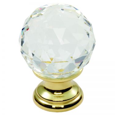 Click Here To Enlarge This Photo Of FTD670BCTB - Carlisle Brass Fingertip Design Crystal Faceted Knob with Finished Base 30mm Polished Brass