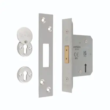 Click Here To Enlarge This Photo Of LDS5325SSS - Carlisle Brass Eurospec Easi-T 3 Lever Security Deadlock 64mm Satin Stainless Steel