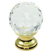 FTD670DCTB - Carlisle Brass Fingertip Design Crystal Faceted Knob with Finished Base 40mm Polished Brass